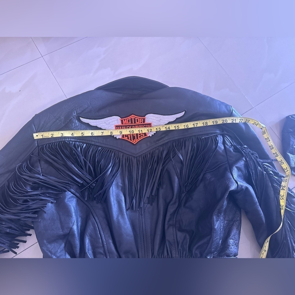 Vintage SHAF Black Leather Biker Jacket Fringe Motor Harley Davidson XL Motorcy - Picture 15 of 15